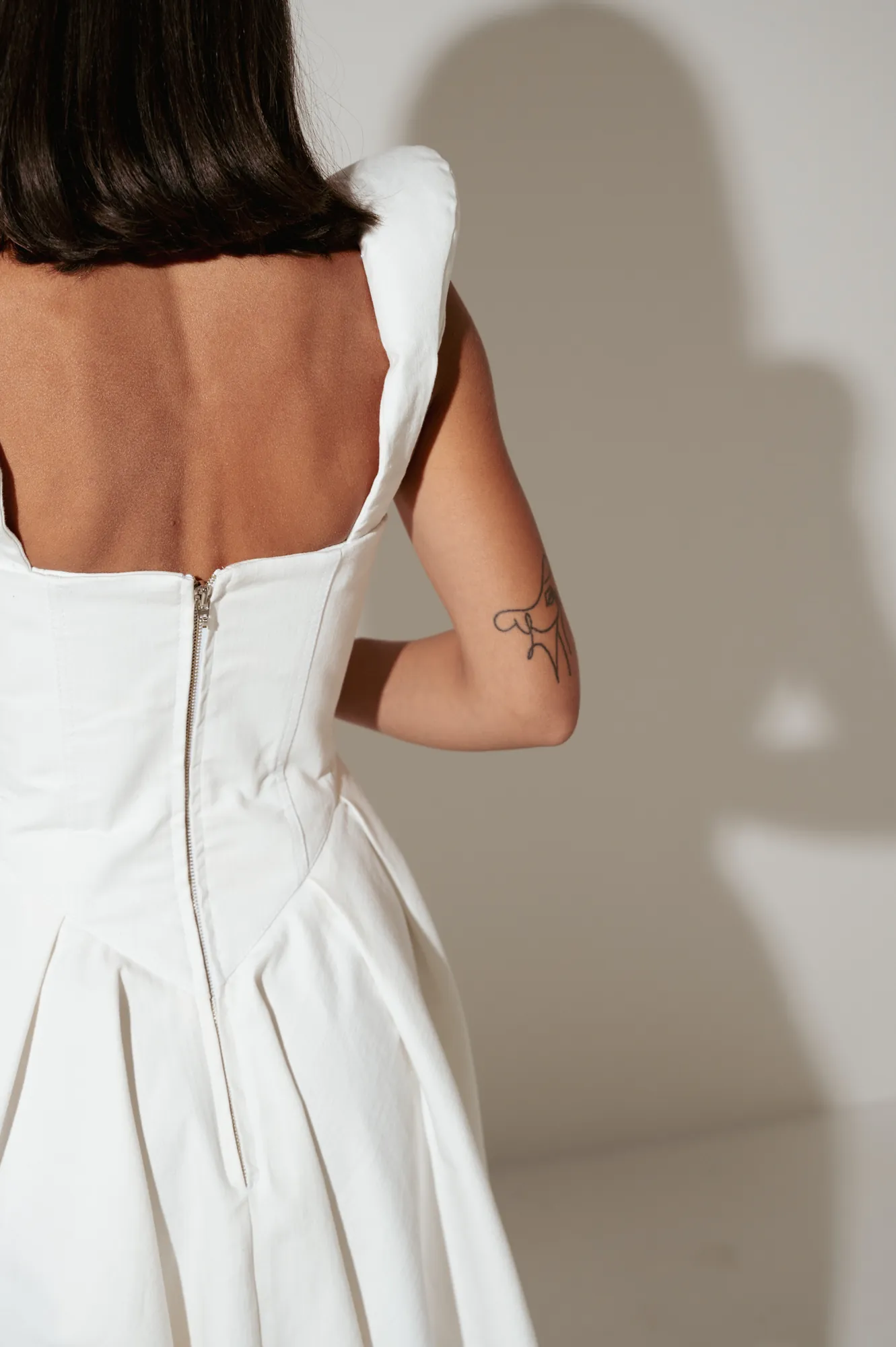 SCULPTED CORSET DENIM DRESS — back